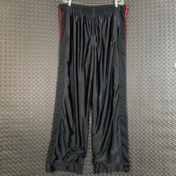 Nike Tearaway Basketball Pants Men's XL Black Red Swoosh Snap Track Warm Up - Picture 1 of 12